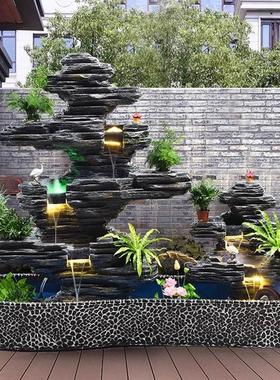 大型假山流水喷泉摆件庭院户外落地造景水泵鱼池家庭装饰花园景观