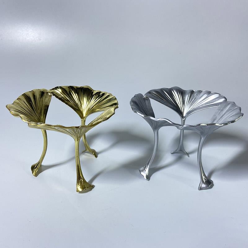 水晶球底座 纯铜球座摆件 银杏叶时尚创意工艺品家居装饰收纳礼物