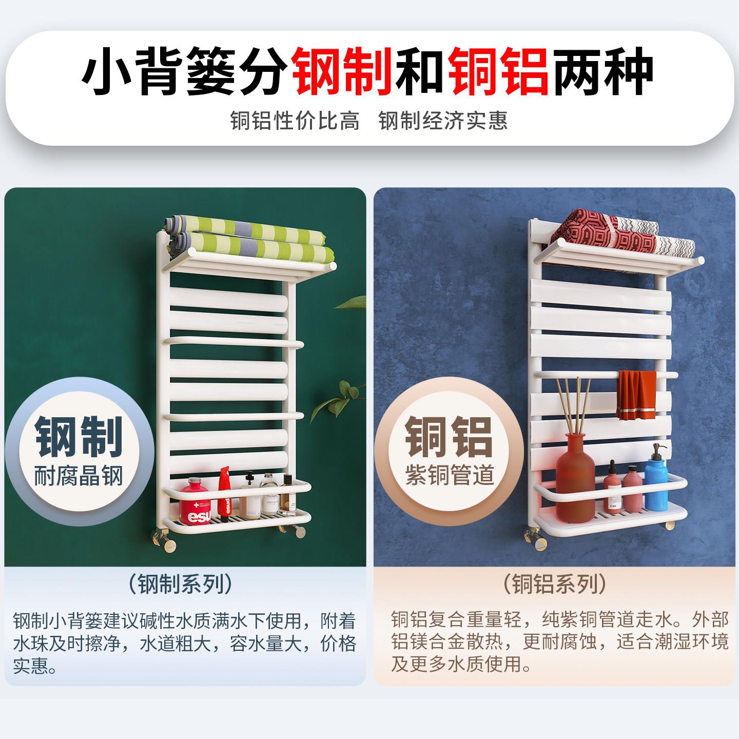 鲁本斯铜铝覆合小竹篓暖气片家用板式换热器化妆室水暖明装置物架