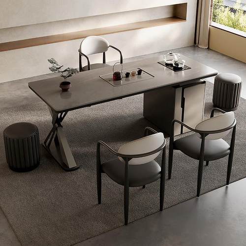 岩板茶台现代简约阳台极简茶桌椅组合一体家用客厅办公室泡茶桌