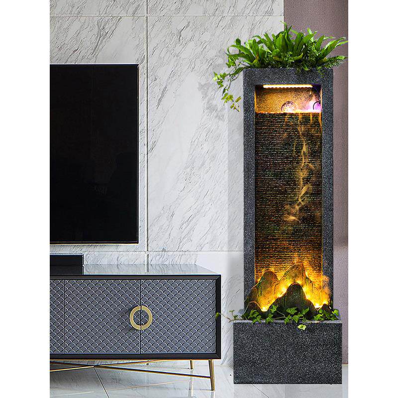 入户水幕墙流水摆件循环水景招财别墅客厅轻奢高端落地加湿器装饰