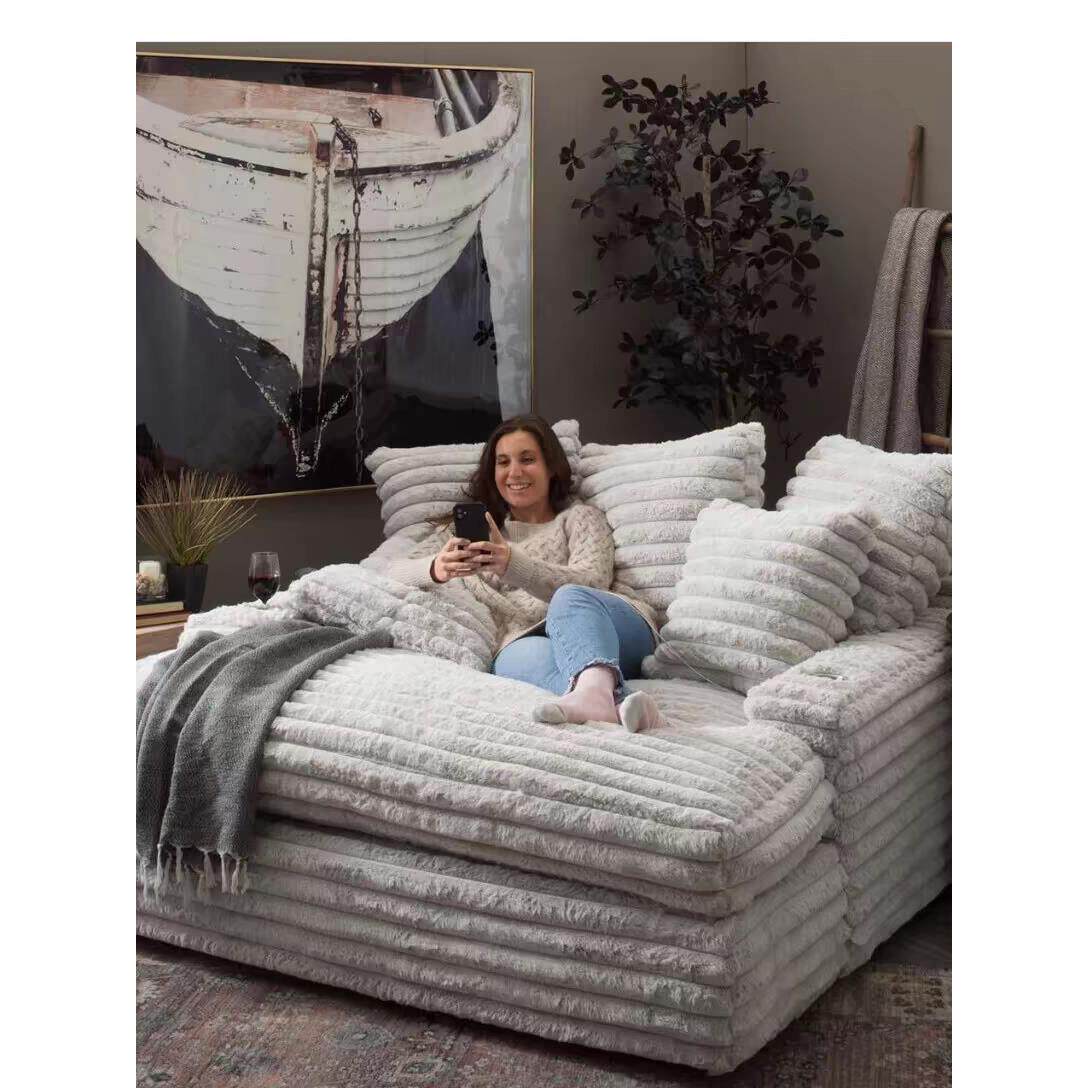 慵懒风云朵贵妃位沙发懒人坐深贵妃卧室阳台可躺沙发可拆洗沙发床