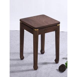 新中式北美黑胡桃木实木餐椅凳家用客厅轻奢餐凳可叠放高板凳方凳