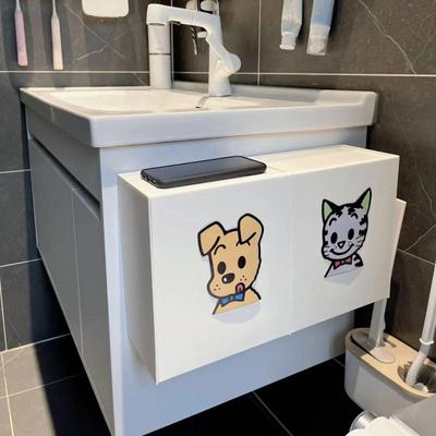 卡通贴纸洗脸收纳盒壁挂式垃圾桶卫生巾纸巾盒卫生间厨房置物架