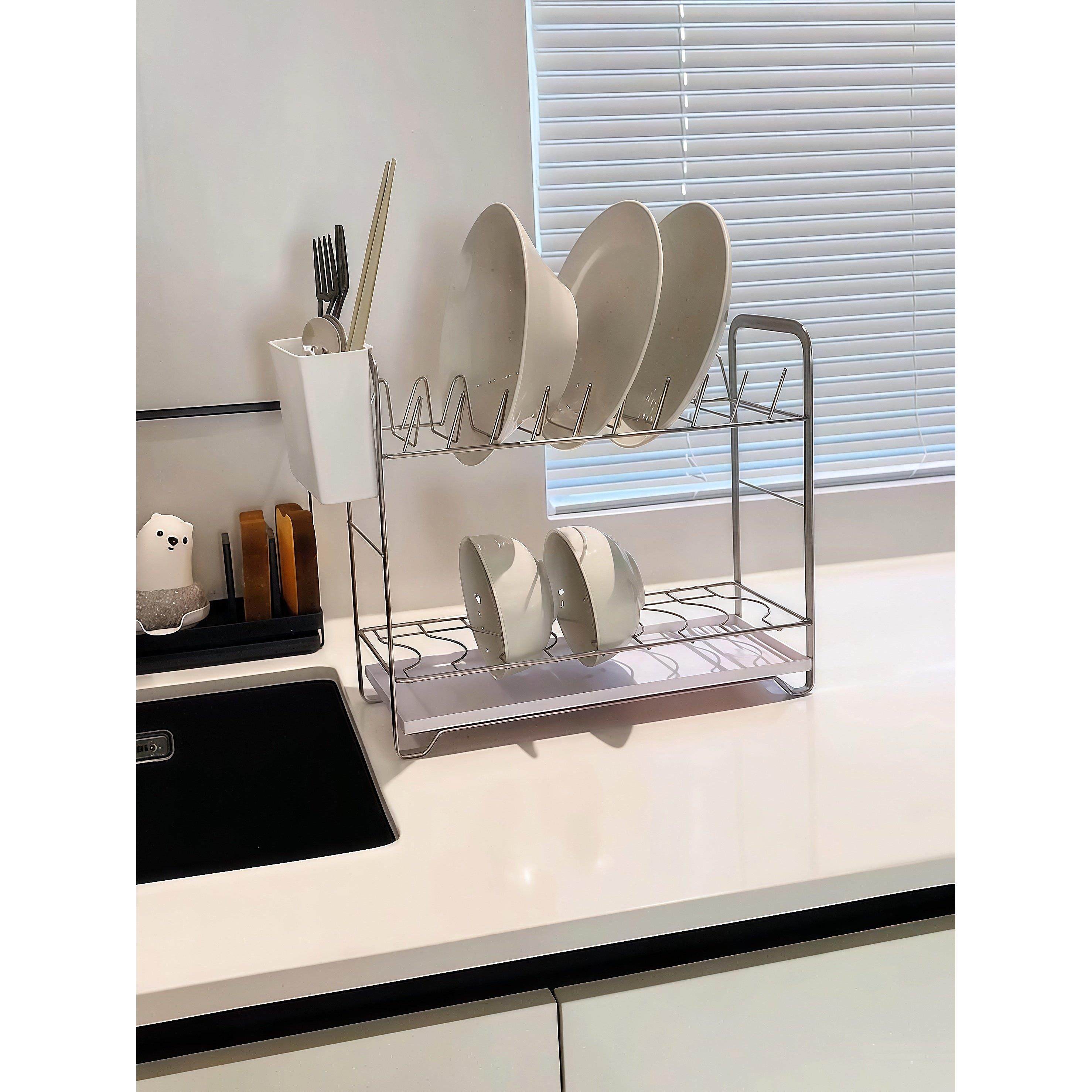 厨房碗碟置物架不锈钢碗盘筷子水杯收纳架托双层沥水架收纳筐家用,厨房/烹饪用具,碗架,淘宝优惠券,粉丝福利购,淘宝优惠卷