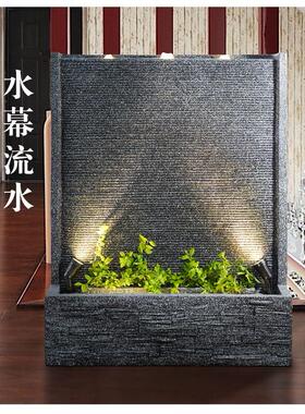 欧式喷泉流水墙简约阳台景观家居循环水背景客厅隔断办公前台摆件