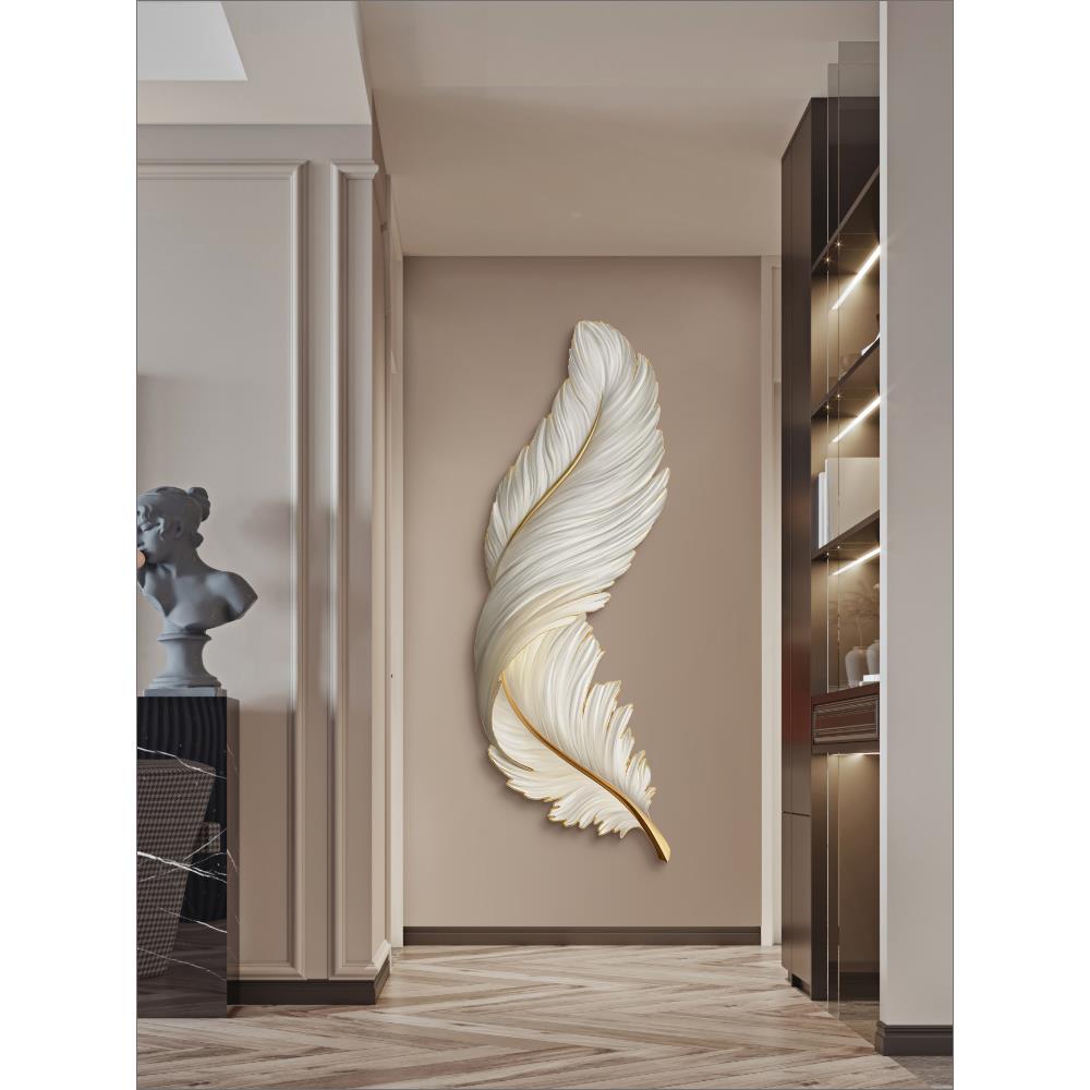 羽毛玄关装饰画客厅沙发背景墙挂画楼梯过道发光壁画LED灯光画