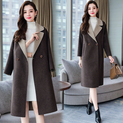 秋冬2025羊毛呢子外套女中长款双色高端气质修身双面尼羊绒大衣