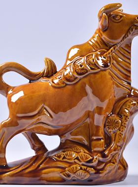 陶瓷牛摆件十二生肖牛摆件吉祥物黄色牛招财牛玄关家居金钱牛桌面