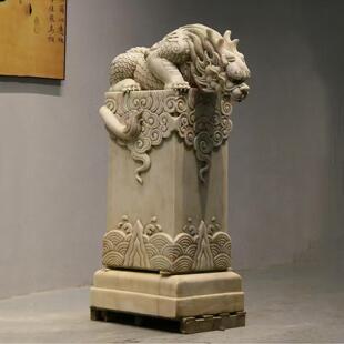 汉白玉石雕吸水兽彷古石柱吸金兽石柱石墩拴马桩庭院户外石头摆件