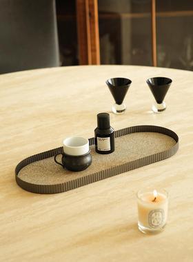 贵妇人易接近的豪华金属马毛托盘客厅咖啡桌桌面储物托盘软装饰装