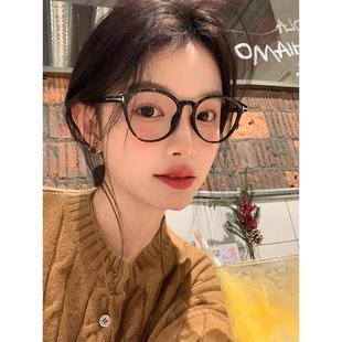 复古猫眼眼镜框近视女可配度数素颜神器显脸小大框 头不圆 我