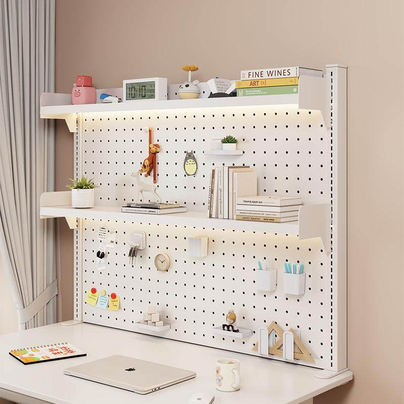 桌上书架全铁艺桌面洞洞板置物架学生书桌办公桌收纳层架可调节夹