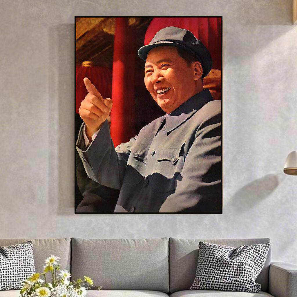 毛主席画像客厅玄关主席像画伟人头像1957年检阅庆国庆挂画装饰画