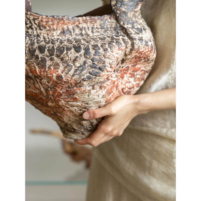 若奈家俱 素烧手作“砂海螺”摩洛哥岩陶舶来品陶瓷花瓶客厅摆件