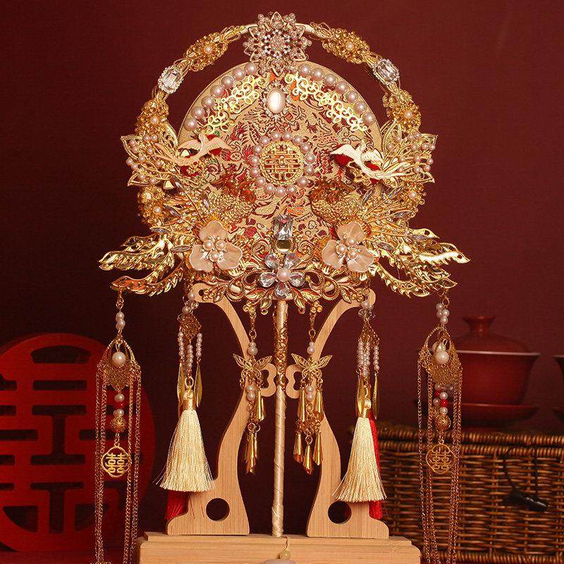 团扇结婚新娘秀禾diy材料包中式出嫁喜扇明制手工婚扇子成品双面,家居饰品,工艺扇/团扇/喜扇/折扇,淘宝优惠券,粉丝福利购,淘宝优惠卷