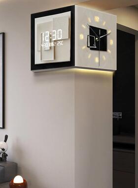 休闲现代客厅2025新挂钟角双面钟可访问豪华高端数字显示锂电池
