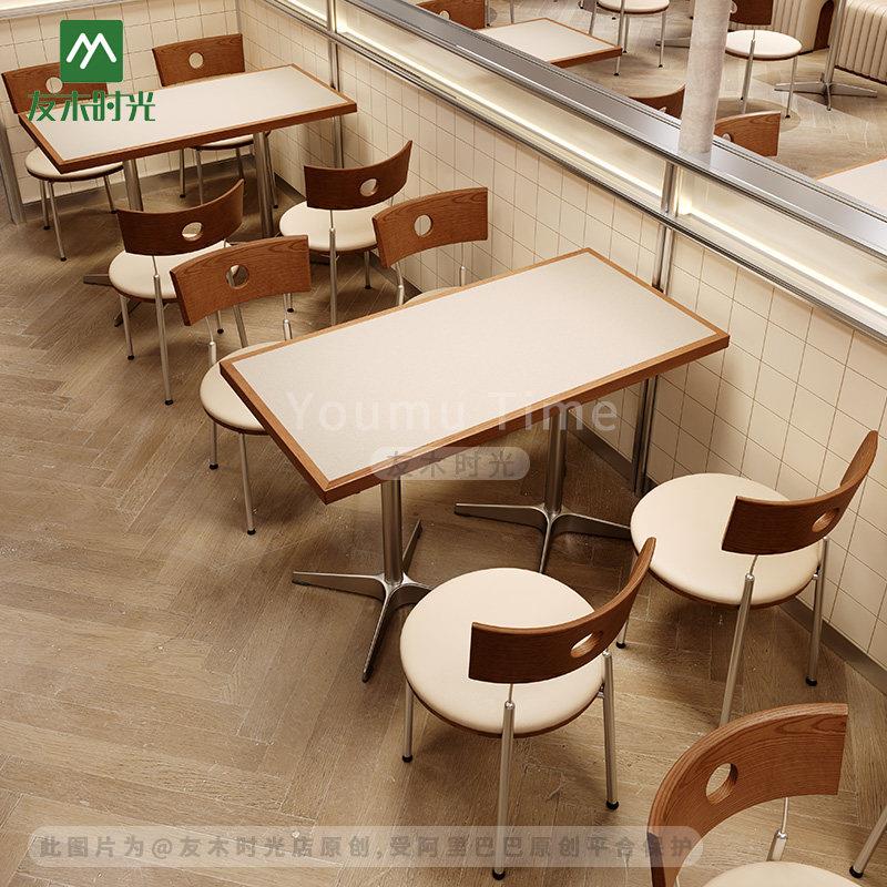韩系料理店桌椅组合简餐轻食店餐桌椅网红咖啡厅奶茶店铁艺椅子