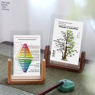 霍金斯能量等级表书画摆件桌面装饰u形相框正负正蹦极树小桌子