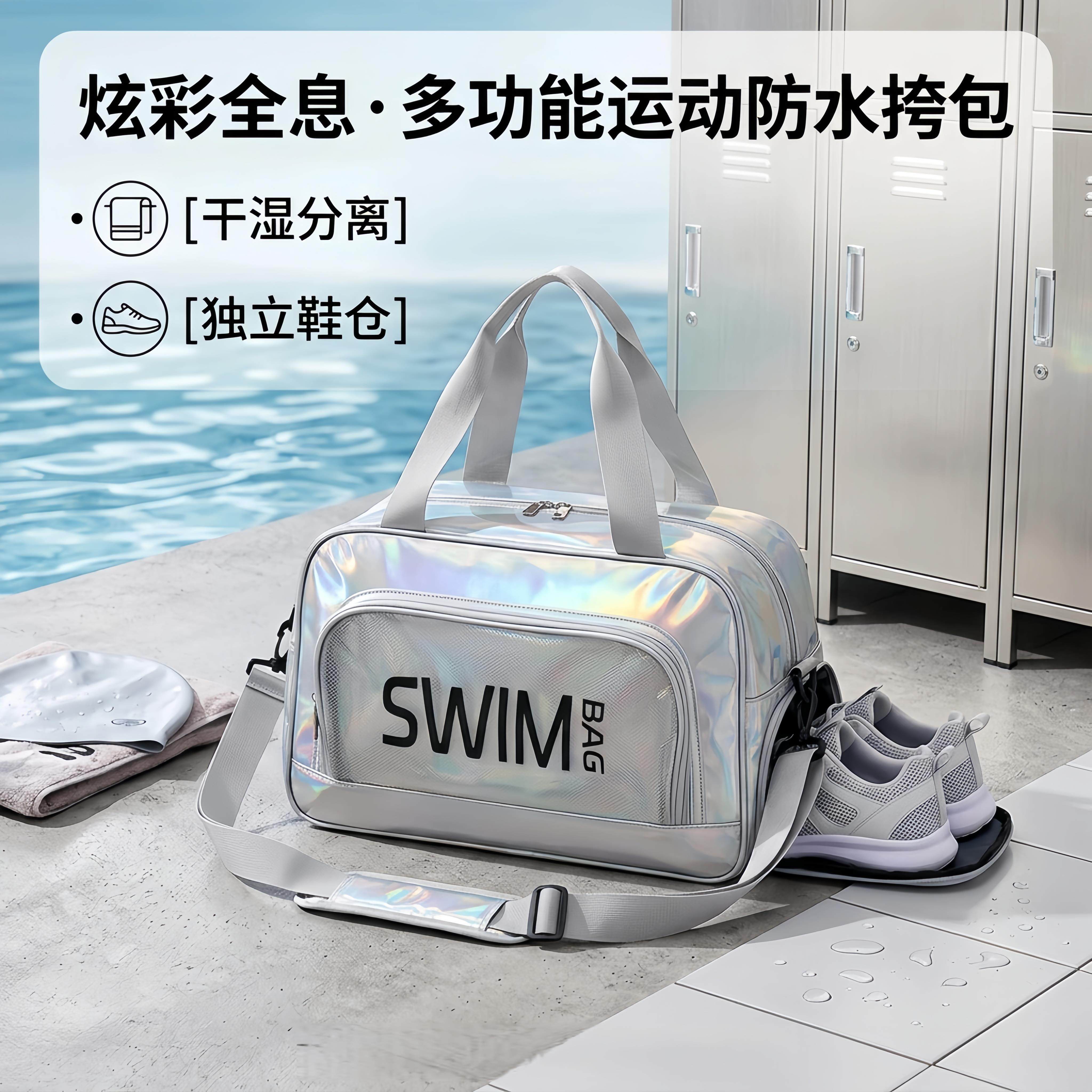 防水游泳包干湿分离大容量斜跨洗浴洗漱用品收纳包运动健身防水包