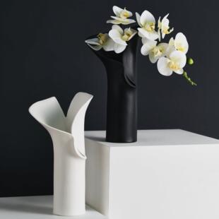 寂器 大口径陶瓷花瓶摆件 客厅插花轻奢花瓶高级感宽口花器可水培