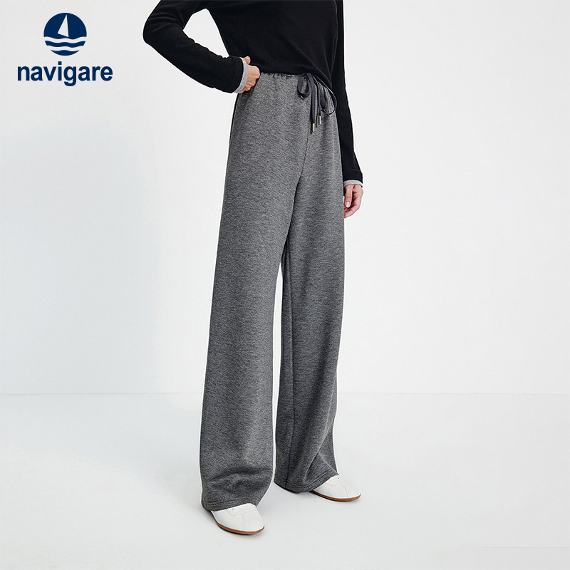 Navigare意大利小帆船2026春季新款女士松紧腰宽松直筒休闲长裤子 - navigare女装旗舰店出品