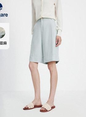 Navigare意大利小帆船2026新款休闲直筒五分裤高腰亚麻凉感中裤女