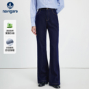 高腰显瘦喇叭裤 新款 子 女士秋冬季 Navigare意大利小帆船磨毛牛仔裤