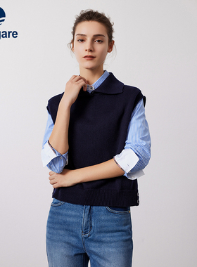 Navigare意大利小帆船宽松羊毛背心女士25秋季新品叠穿通勤针织衫