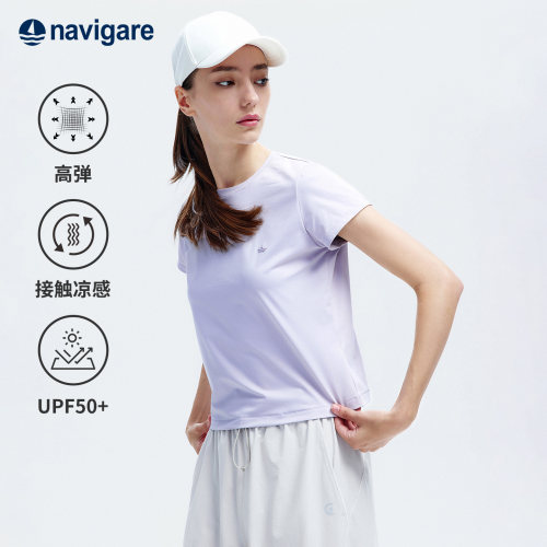 [凉感防晒]Navigare小帆船2026夏季新款短袖T恤衫女士休闲体恤