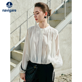 薄款 长袖 衬衫 Navigare意大利小帆船夏季 女26新款 莱赛尔宽松女衬衣