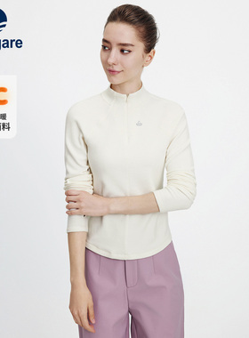 Navigare意大利小帆船毛感锁温长袖T恤女士秋季新款半开领体恤衫