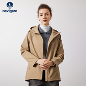 夹克 连帽外套通勤中长款 Navigare意大利小帆船宽松风衣女春季 时尚