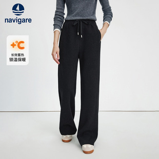 子 保暖加厚直筒长裤 Navigare意大利小帆船松紧腰抽绳休闲裤 女秋季