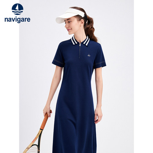 Navigare凉感短袖polo领连衣裙