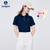 短袖 polo衫 女2026夏季 Navigare意大利小帆船基础款 修身 翻领T恤