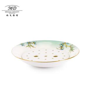 玛戈隆特西湖盛宴骨瓷餐具家用高档沥水双层盘高端瓷器饺子盘轻奢