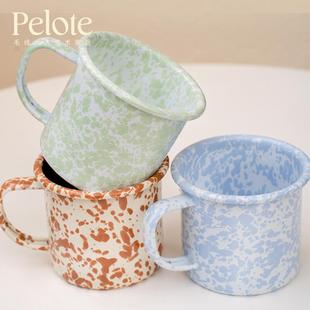 美国Crow Canyon搪瓷复古泼墨燕麦碗沙拉盘杯子棕色宝贝蓝薄荷绿