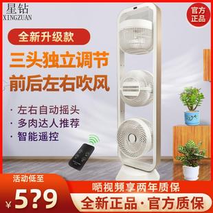 摇控FSJ 空气循环扇三头落地电风扇家用多肉通风扇对流立式