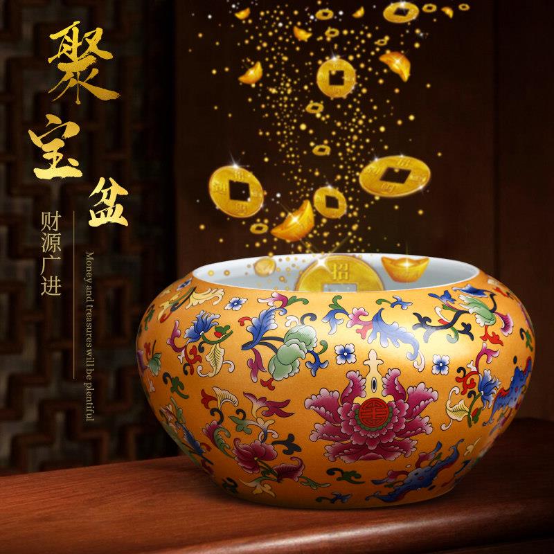 景德镇陶瓷器聚宝盆招财聚财养鱼缸玄关水培花盆家用开业礼品摆件