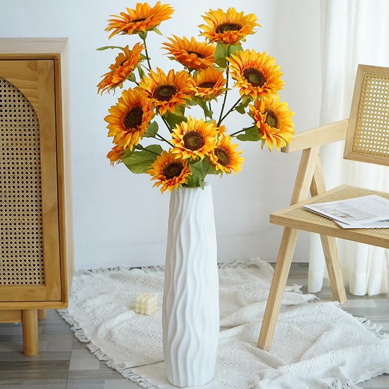 向日葵仿真花假花客厅摆设高端装饰花卉绢花摆件电视柜旁落地插花