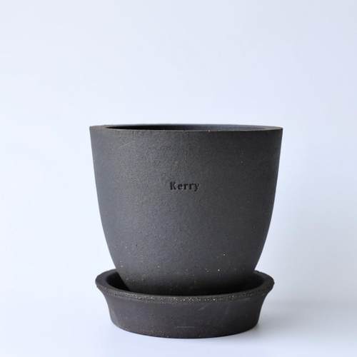 Kerry 黑色龙蛋花盆 景德镇粗陶花盆 透气吸水 绿植 ins风