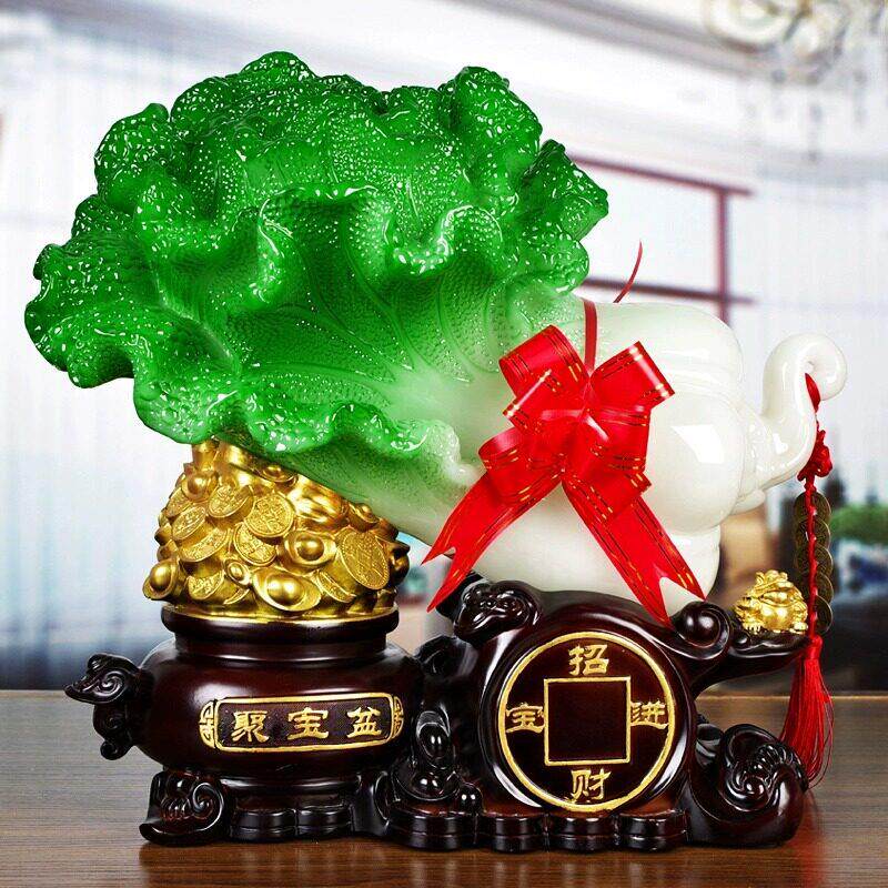 招财玉白菜聚宝盆摆件办公室工艺礼品摆饰乔迁开业创意礼品收银吧