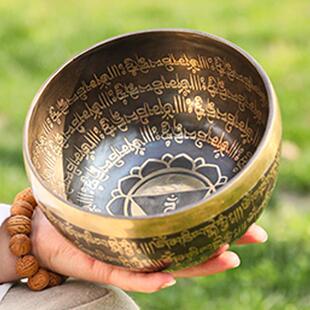 手工尼泊尔音疗颂钵 助眠冥想铜钵静心瑜伽发声疗愈桌面摆件