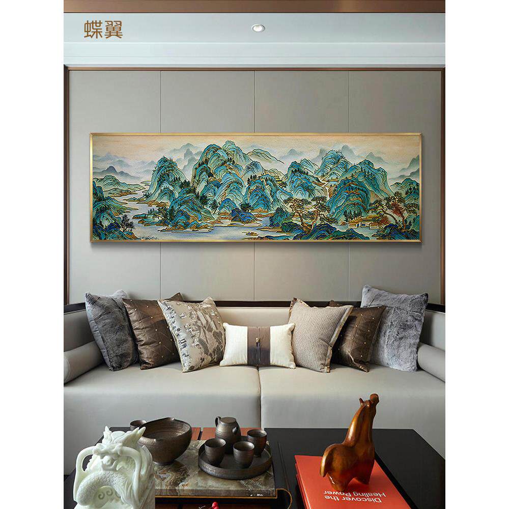 新中国风沙发背景墙装饰画、高端大气山水画、花丝珐琅挂画、办公