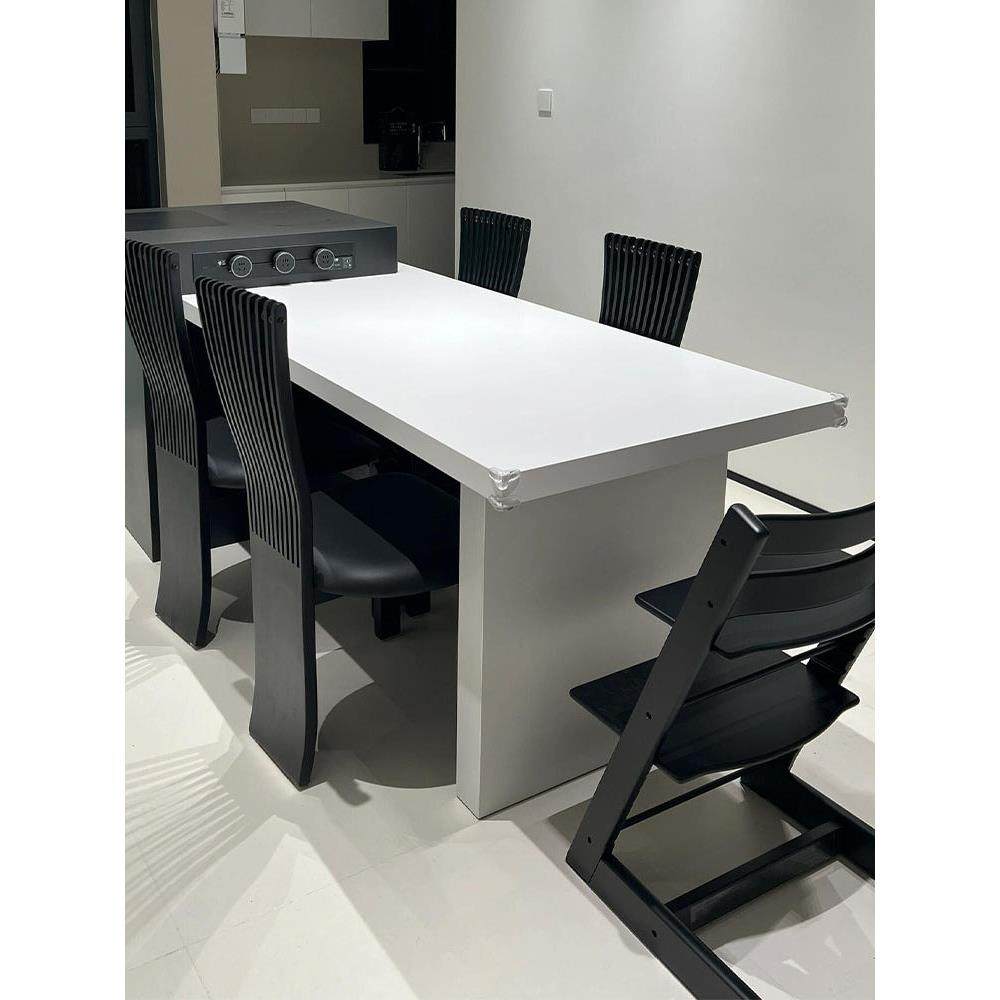 黑白搭配岛台餐桌一体可伸缩家用小户型定制倒台高级餐桌岩板吧台,住宅家具,岛台餐桌,淘宝优惠券,粉丝福利购,淘宝优惠卷