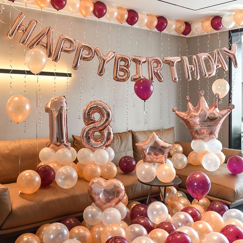 网红浪漫生日装饰品场景会场布置30岁女神派对用品套餐气球背景墙