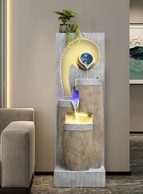 现代客厅流水摆件前台招财鱼池玄关造景循环水庭院喷泉落地装饰