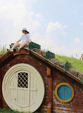 户外装饰摆件背景墙霍比特小屋网红打卡雕塑水泥直塑防腐木定制