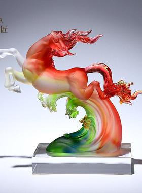 非遗琉璃生肖马摆件属马吉祥物客厅办公室桌面装饰品生日礼物高档